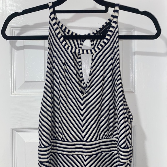 INC Navy And Silver Stripped Mini Dress - LARGE - Picture 1 of 5